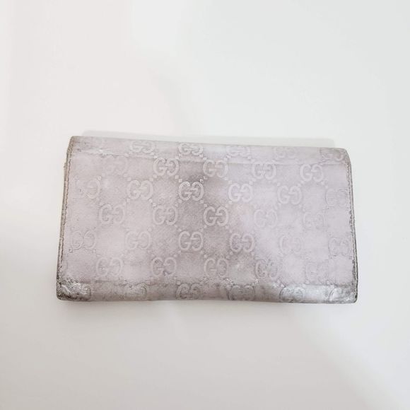 GUCCI  Authentic metallic GG leather large wallet - Picture 3 of 17